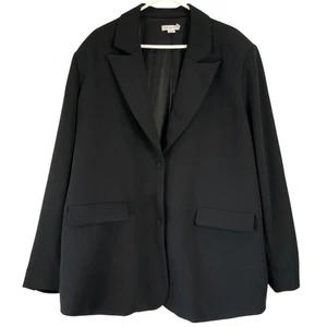 Good American Black Long Sleeve Collared 2-Button Blazer Size 5/6 Lined - Picture 1 of 5