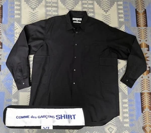Camicia Comme De Garcons nera manica lunga lana con bottoni taglia XL made in France - Foto 1 di 11