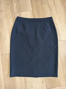 Falda Lápiz BOSS Hugo Boss Sólida Azul Marino Lana Virgen Elástica Forrada Talla 8 - Imagen 1 de 13