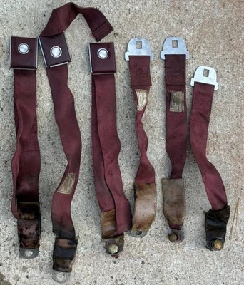 Juego de cinturones de seguridad traseros Mercury Montego Ford Galaxie 1968 1969 1970 granate OEM Foto 1 de 4