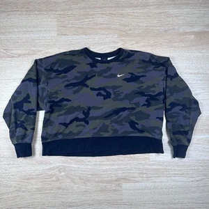 Nike Sportswear Sweatshirt Womens Medium Camouflage Crew Neck Cropped DJ0761 082 - Picture 1 of 7