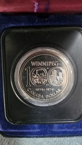 1974 Canadian "Winnipeg 100" CENTENNIAL UNCIRCULED PROOF-LIKE DOLLAR COIN W Case - Bild 1 von 4