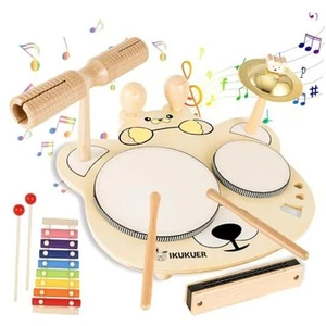 9 in 1 Kids Drum Set YOMESTE Toddlers Birthday Gift Wooden Xylophone Musical - Picture 1 of 8