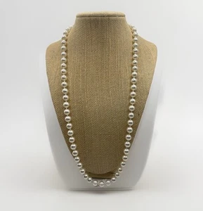 Vintage Faux Pearl Necklace 25” Hand Knotted with Gold Tone Clasp Elegant Bridal - Picture 1 of 9