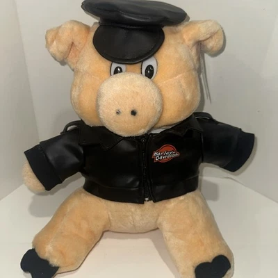 De colección 1993 Harley Davidson Cerdo Motociclista Cerdo de Peluche con Chaqueta de Cuero - NUEVO CON ETIQUETAS Foto 1 de 4