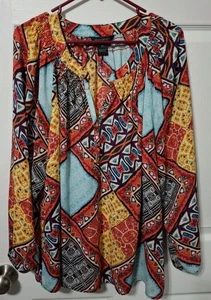 Blusa para mujer Investments manga larga estampado múltiple - 2X cuello en V - Imagen 1 de 6