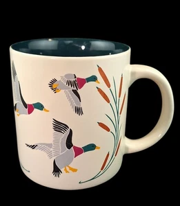 Vintage K.I.C. Flying Mallard Duck and Cattail Ceramic Coffee Mug Green - Picture 1 of 13