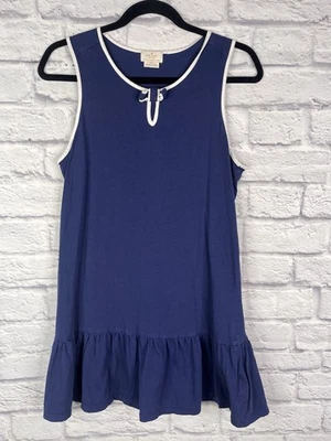KATE SPADE Women's Navy Sleeveless Bow Neck Ruffle Night Shirt Large - Image 1 of 4