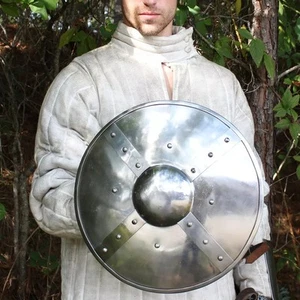 MEDIEVAL RENAISSANCE ARCHERS COMBAT BUCKLER SHIELD STEEL BATTLE READY LARP Gift - Picture 1 of 4