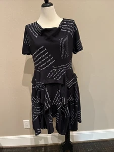 Samuel Dong Newspaper Print Cowl Neck Dress Sz XL - Picture 1 of 7