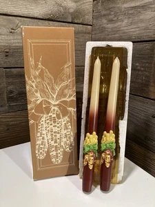 Vintage Avon Autumn Harvest Sculptured Tapers Candles Corn Design - Picture 1 of 5