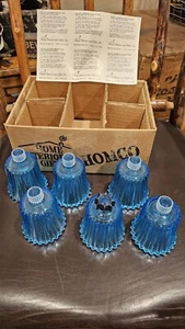 Vtg HOMCO Flic-a- Lite Set of Six In Original Box Horizon Vlue Votive Cups NOS - Picture 1 of 11