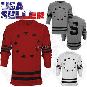 Mens Crew Neck Cotton Sweatshirt Pullover Sweater Casual Graphics Long Sleeve - Picture 1 of 9