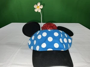Disneyland Minnie Mouse Hat w/ Ears Flower Classic Disney Parks Red Sequin Hat - Picture 1 of 2
