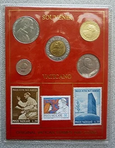 1988 1989 1991 1994 VATICAN SOUVENIR BU SET (5) w/ BI-METAL 500 LIRE + 5 STAMPS - Picture 1 of 9