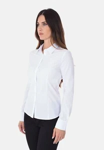 Camicia Donna Elegante Manica Lunga Camicie Slim Fit Collo Classico Tinta unita - Foto 1 di 18