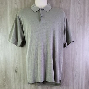 Izod Herren Poloshirt Large grau kariert Kurzarm Baumwollmischung Strick Freizeit - Bild 1 von 15