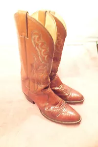 Justin Mens Style 9088 Tall Russet Color Lizard & Leather Cowboy Boots Sz 7.5D - Picture 1 of 9