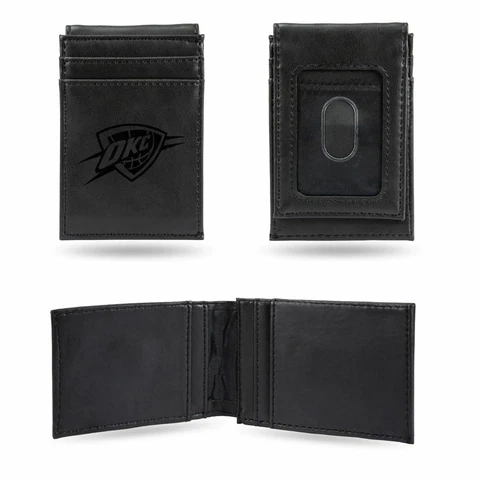Oklahoma City Thunder NBA Laser Engraved Black Front Pocket Wallet/Money Clip Cover
