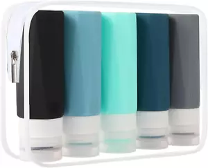 100ml Silicone Travel Bottles Set for Toiletries, 5 Pack TSA Approved Refilla... - Picture 1 of 14