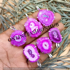 Offer Pink Solar Gemstone 925 Sterling Silver Plated Wholesale Prong Pendant Lot - Picture 1 of 3