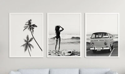 Set of 3 Matching  Surf Beach Palm Tree Fine Art Poster Prints. Great Home Decor - Image 1 of 4