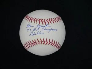 DENIS MENKE SIGNED OFFICIAL OMLB BASEBALL INSCRIBED "93 NL CHAMPIONS PHILLIES" - Picture 1 of 2