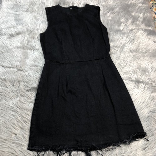 Alexander Wang Denim nero tubino orlo sfilacciato mini abito zip posteriore taglia 6