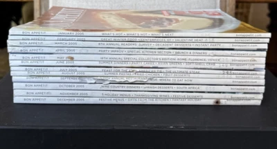 FULL YEAR Vintage 2005 Bon Appetit Magazine Lot 12 Issues - Image 1 of 4