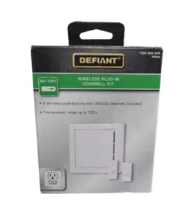Defiant Wireless Plug-In Türklingel Set mit 2 Funktasten, weiß. E5 - Bild 1 von 2