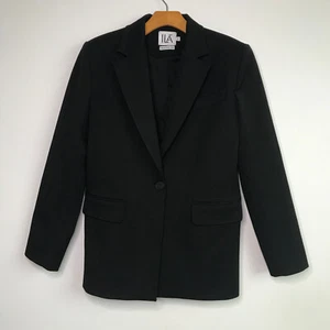 Ila Black Blazer Jacket 34 Womens Double Breasted Structured One Button - Picture 1 of 10