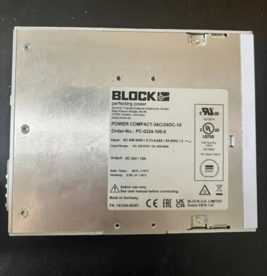 Block POWER COMPACT-3AC / 24DC-10 Power Supply PC-0324-100-0 - Image 1 of 4
