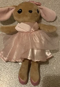 H&M White Bunny Rabbit Soft Plush Toy W/ Pink Dress Gold Dots 8" Stuffed Animal - Picture 1 of 3