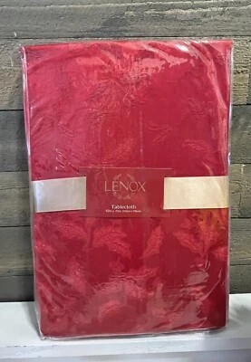 New Lenox Tablecloth Red Holly Damask 52 x 70 Oblong Holiday Christmas - Image 1 of 4