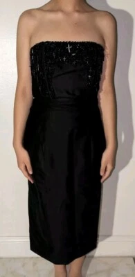 Vestido Lápiz Raro Thomas Wylde Negro Con Cuentas/Cruzado Dijes Malla Talla 6 Foto 1 de 4