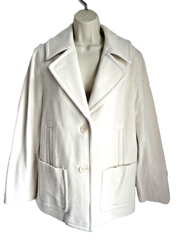 OFF WHITE Cappotto donna Talbots taglia 10 nuovo con etichetta bianco panna abbottonato misto lana colletto