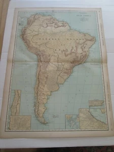 ONE (1) 1923 RAND McNALLY STANDARD MAP OF SOUTH AMERICA; FANTASTIC DETAIL - Picture 1 of 9