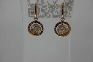 MICHAEL KORS MK Monogram Rose Gold Drop Earrings Reversible Disk Crystals - Picture 1 of 5