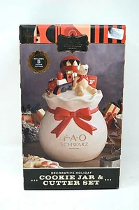 F A O Schwarz 1862 frasco de galletas incluye cortador juego de galletas decorativo vacaciones nuevo en caja - Imagen 1 de 3