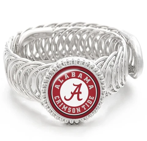 University Alabama Crimson Tide Mens Silver Adjustable Bracelet Jewelry Gift D11 Cover