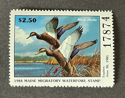 WTDstamps - 1984 MAINE - State Duck Stamp - Lot1 - Mint OG NH  - Image 1 of 2