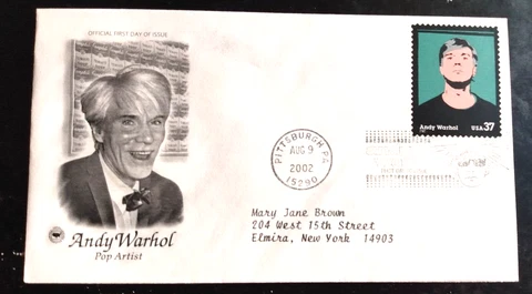 ANDY WARHOL FAMOUS POP ARTIST  2002 PCS CACHET FDC Cover