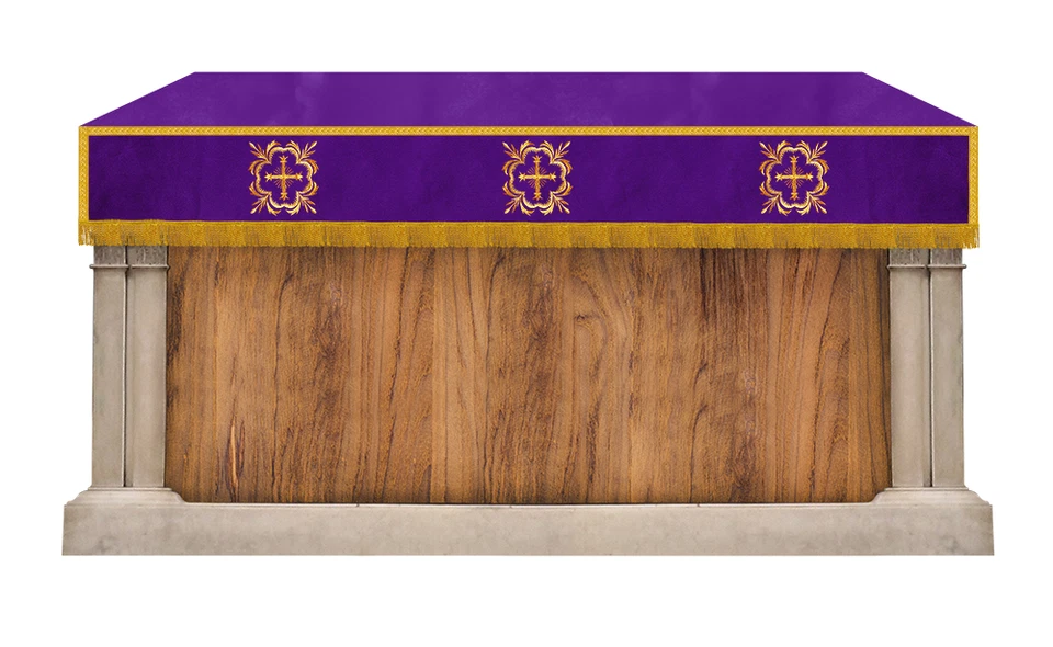 Altar Litúrgico Adornado Superfrontal con Cruz en tela de seda - Parlamento de Iglesia Foto 1 de 1