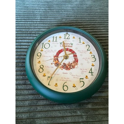 Vintage Merry Christmas Quartz Wall Clock, Holiday Decor With Christmas Carols - Image 1 of 4