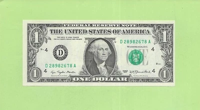 1977 ..UNCIRC $1  D 2898 2678 A  .... 1977 $1  D-A      NICE NOTE        FRN - Image 1 of 2