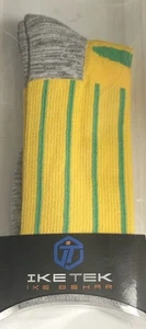 Ike Behar High-Performance IkeTek Mens Socks 10-13 Yellow Green Striped Pattern - Picture 1 of 12
