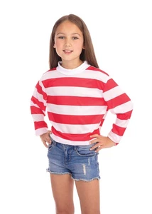 Bristol Novelty CC965 Red/White Striped Top Childs (M) Costume, Boys, Girls, 6-8 - Picture 1 of 7