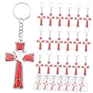 Quelay Pack Dove Cross Keychain Confirmation Favor Holy Spirit Keychain 24 - Picture 1 of 7