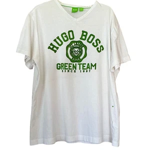 HUGO BOSS Green Team Since 1997 T-Shirt Men's XL White Green LOGO Designer - Picture 1 of 13