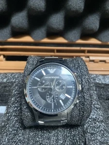 Emporio Armani AR2434 Klassisches Herren Zifferblatt Stahl Chronograph Uhr Neue Batterie - Bild 1 von 14